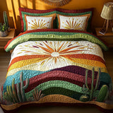 Set de lenjerie de pat matlasată cu 3 piese - Sunset Cacti — imagine 1
