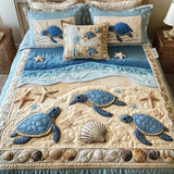 Set de lenjerie de pat matlasată cu 3 piese - Valuri oceanice — imagine 1