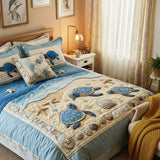 Set de lenjerie de pat matlasată cu 3 piese - Valuri oceanice — imagine 5