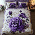 Set de lenjerie de pat matlasată cu 3 piese - Rosa violet — imagine 2