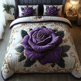 Set de lenjerie de pat matlasată cu 3 piese - Rosa violet — imagine 4
