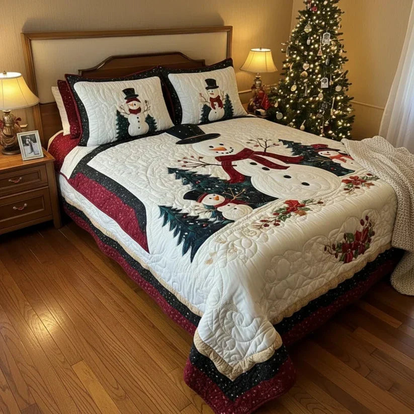 Set de lenjerie de pat matlasată din 3 piese - Snow Friends — imagine 4