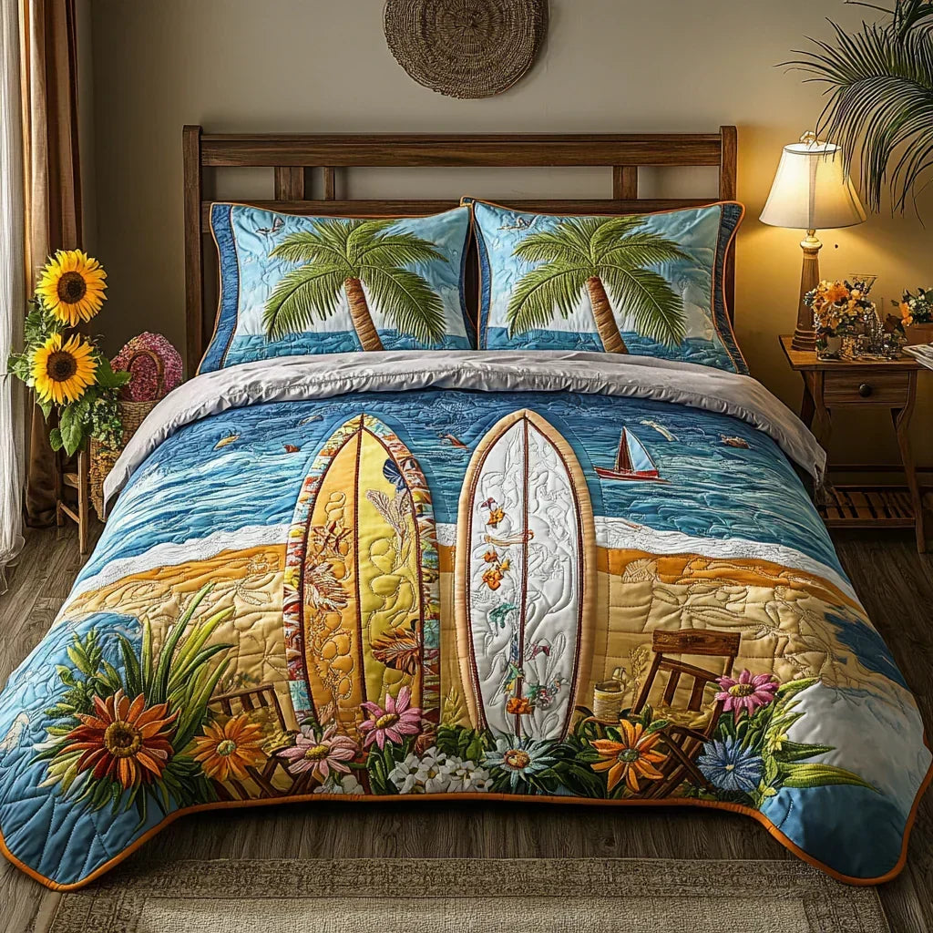 Set de lenjerie de pat matlasată din 3 piese - Breezy Island — imagine 1
