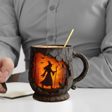 Cană 3D de Halloween - cu model de vrăjitoare și pisică — imagine 5