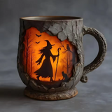 Cană 3D de Halloween - cu model de vrăjitoare și pisică — imagine 6