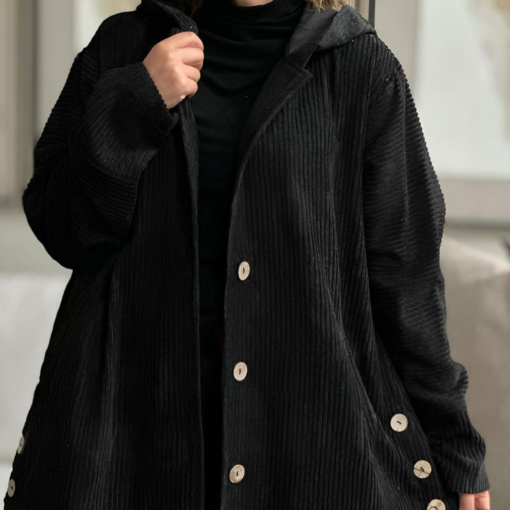 Abigail - Cardigan cu glugă din catifea reiată — imagine 5