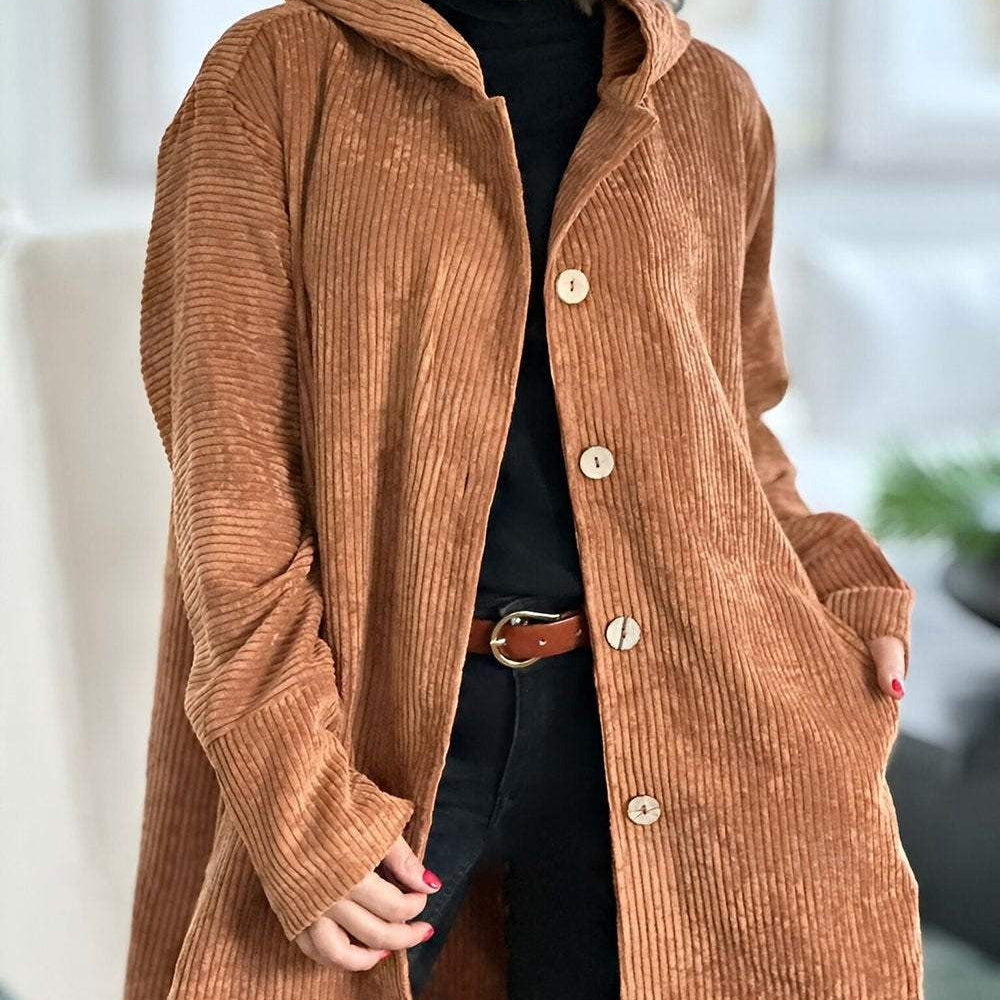 Abigail - Cardigan cu glugă din catifea reiată — imagine 7