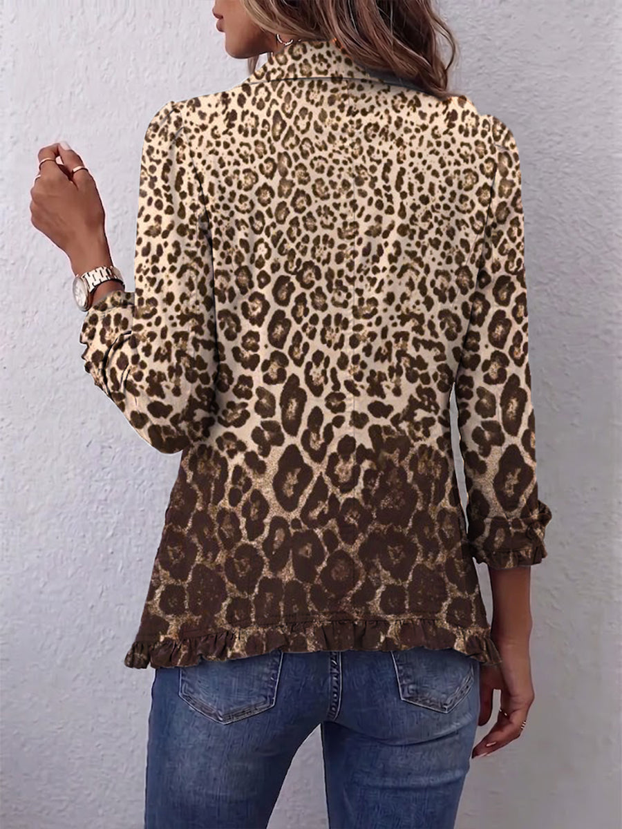 Abigail - Palton cu imprimeu de leopard și volane — imagine 2