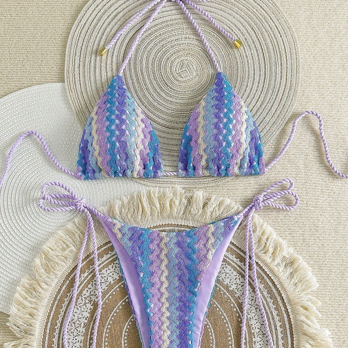 Adalynn - Costume de baie triunghiulare cu aspect croșetat — imagine 3