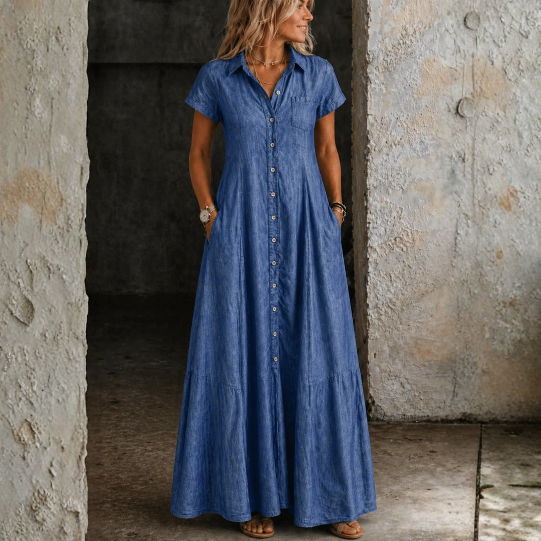 Adalynn - rochie lungă din denim — imagine 1