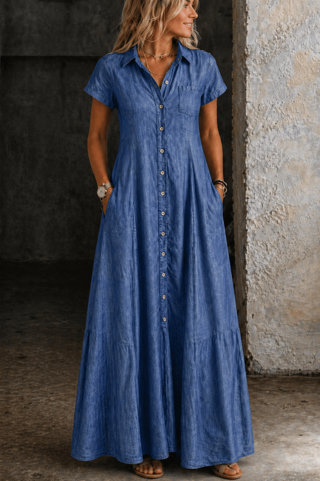 Adalynn - rochie lungă din denim — imagine 2