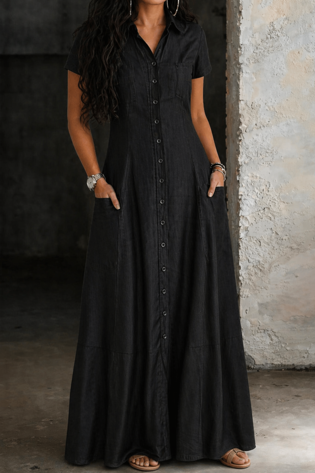 Adalynn - rochie lungă din denim — imagine 4