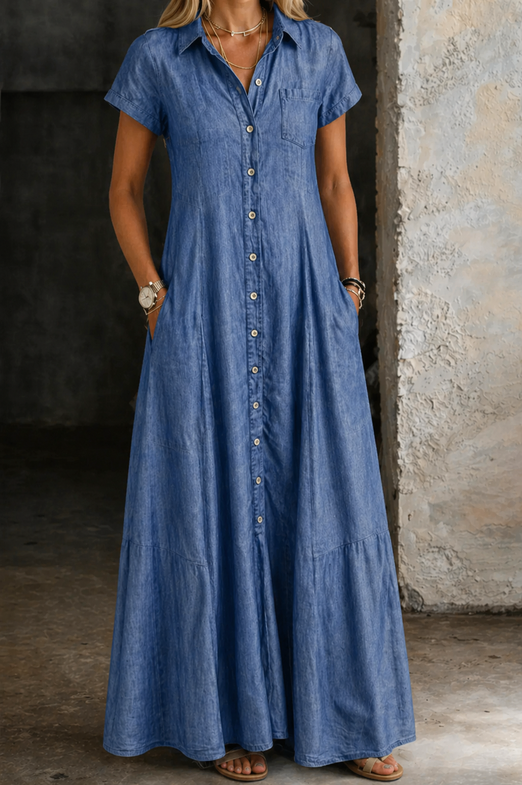 Adalynn - rochie lungă din denim — imagine 7