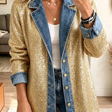 Addison - Jachetă din denim cu sclipici auriu — imagine 1