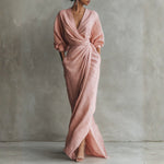 Adeline - rochie maxi roz din in — imagine 1