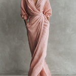 Adeline - rochie maxi roz din in — imagine 2