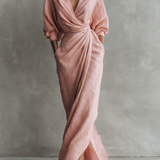 Adeline - rochie maxi roz din in — imagine 2