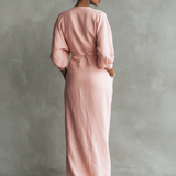 Adeline - rochie maxi roz din in — imagine 3