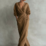 Adeline - rochie maxi roz din in — imagine 4