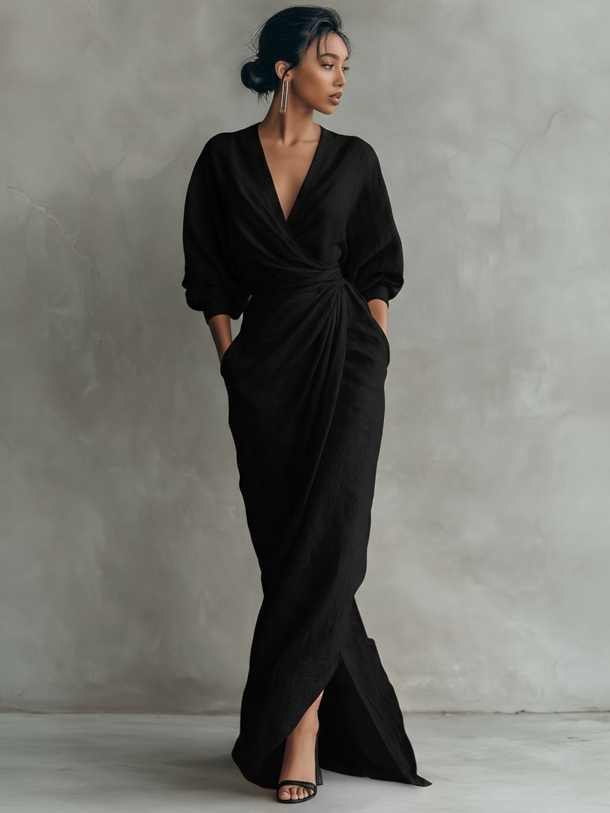 Adeline - rochie maxi roz din in — imagine 5