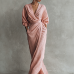 Adeline - rochie maxi roz din in — imagine 6