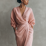 Adeline - rochie maxi roz din in — imagine 7
