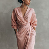 Adeline - rochie maxi roz din in — imagine 7