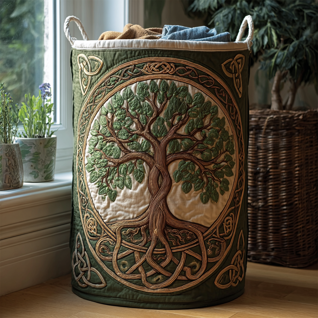 Coș de rufe matlasat - Peisaj natural cu model — imagine 6