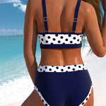 Allison - bikini cu talie înaltă, buline și model patchwork — imagine 2