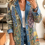 Allison - Jachetă din denim cu imprimeu floral retro — imagine 1