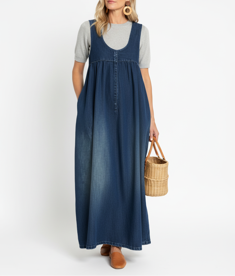 Amara - rochie maxi retro din denim — imagine 1