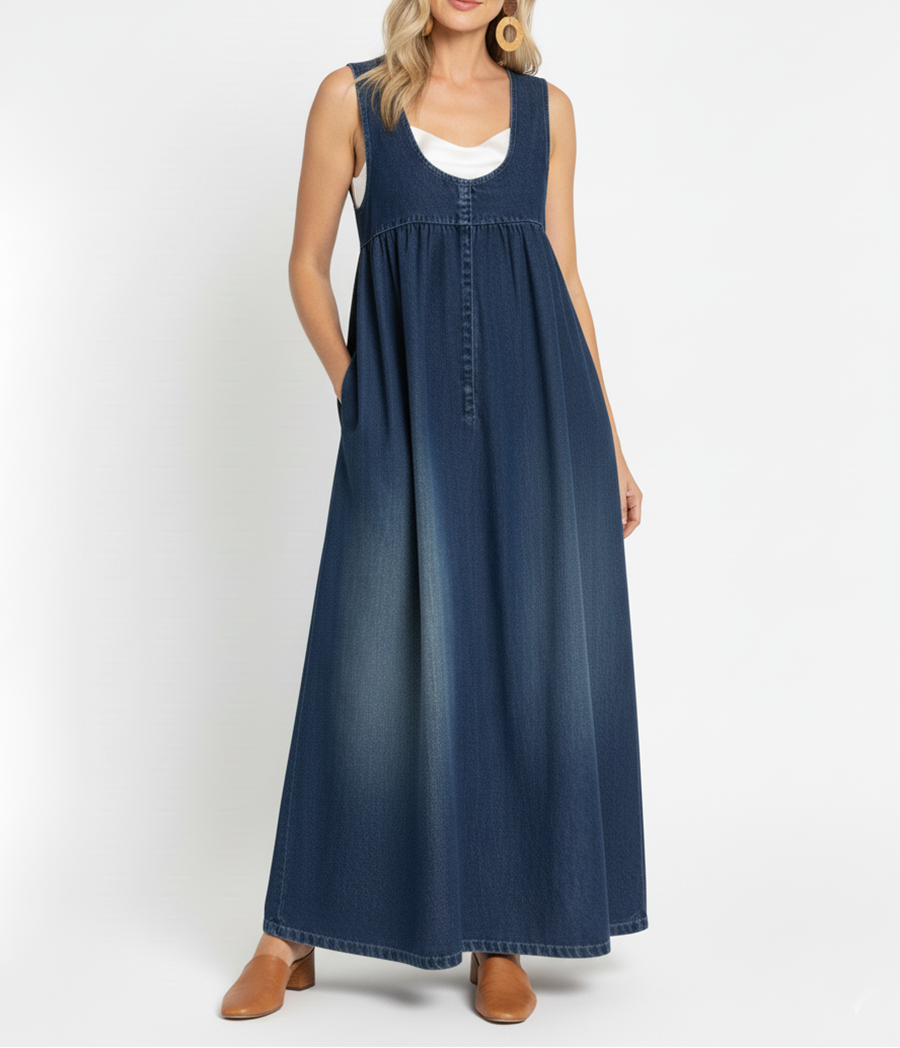 Amara - rochie maxi retro din denim — imagine 2