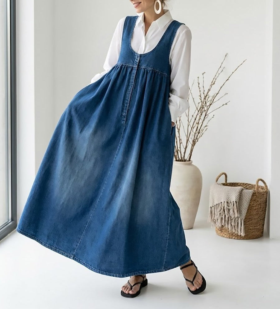 Amara - rochie maxi retro din denim — imagine 6