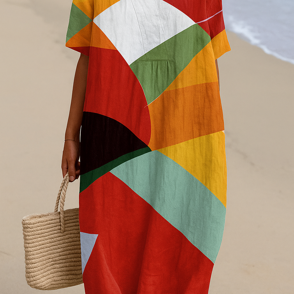 Amber - rochie colorată cu model patchwork — imagine 2
