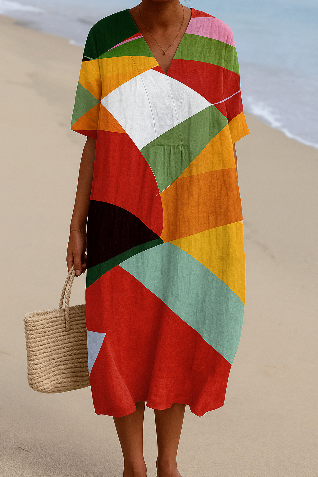 Amber - rochie colorată cu model patchwork — imagine 2