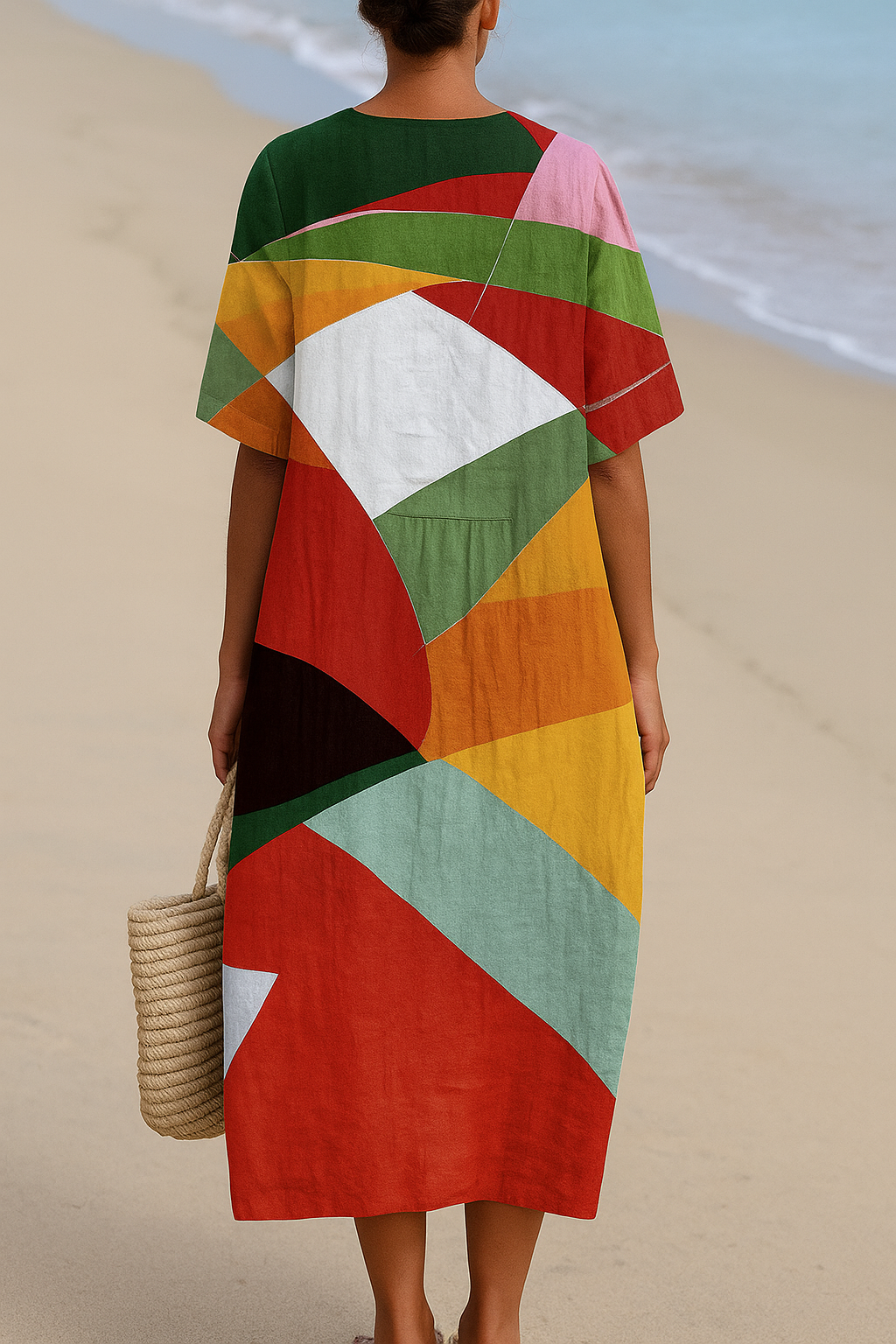 Amber - rochie colorată cu model patchwork — imagine 3