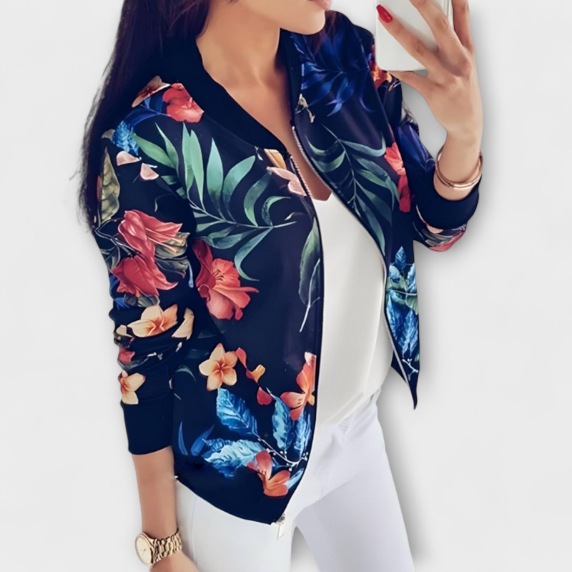 Andreia - jachetă bomber elegantă cu imprimeu floral — imagine 7