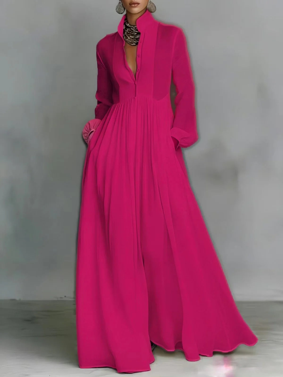 Anna - rochie maxi cu nasturi în față și croială lejeră — imagine 1