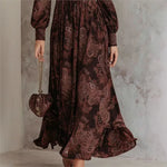 Aria - rochie maxi elegantă cu mânecă lungă și imprimeu — imagine 2