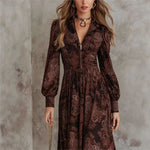 Aria - rochie maxi elegantă cu mânecă lungă și imprimeu — imagine 3