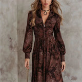 Aria - rochie maxi elegantă cu mânecă lungă și imprimeu — imagine 3