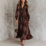 Aria - rochie maxi elegantă cu mânecă lungă și imprimeu — imagine 4