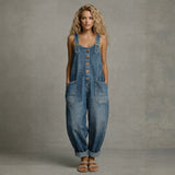 Ashley - salopetă elegantă din denim cu buzunare — imagine 1