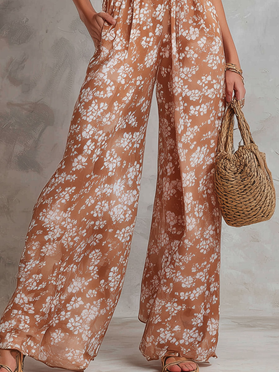 Athena – salopetă elegantă fără mâneci cu imprimeu floral și croi larg — imagine 4