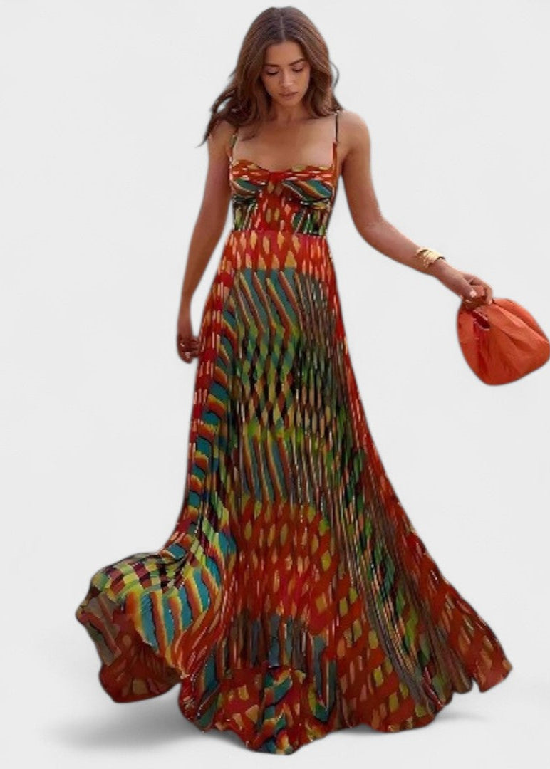 Rochie maxi Aubrey cu imprimeu abstract — imagine 1