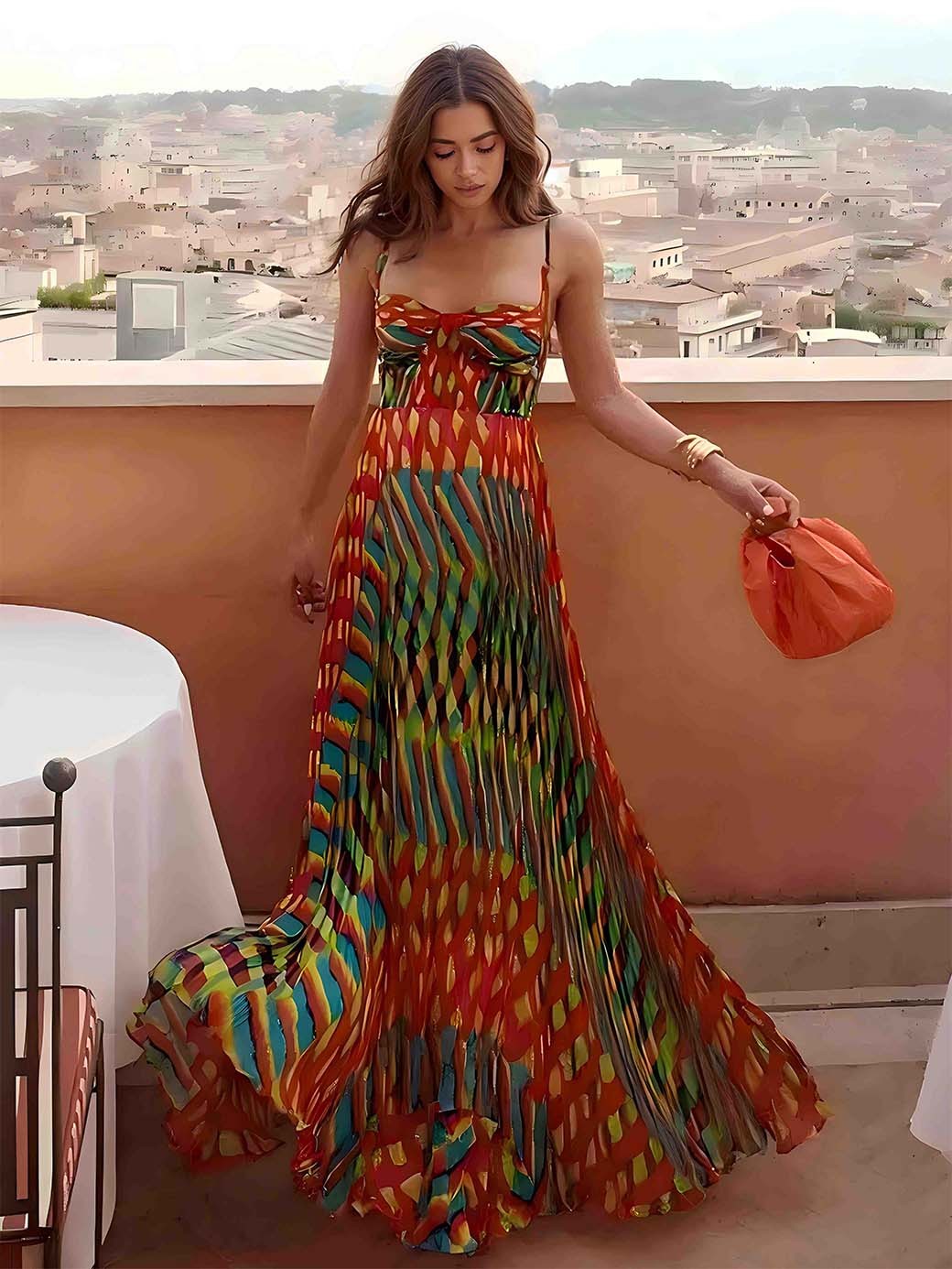 Rochie maxi Aubrey cu imprimeu abstract — imagine 2