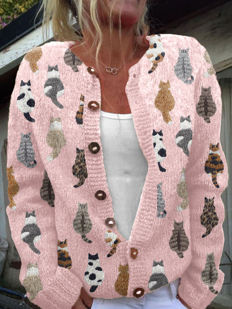 Audrey - cardigan confortabil cu imprimeu de pisici — imagine 2
