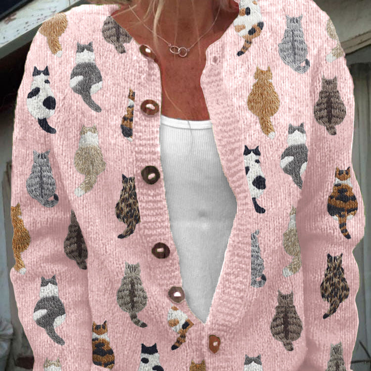 Audrey - cardigan confortabil cu imprimeu de pisici — imagine 2