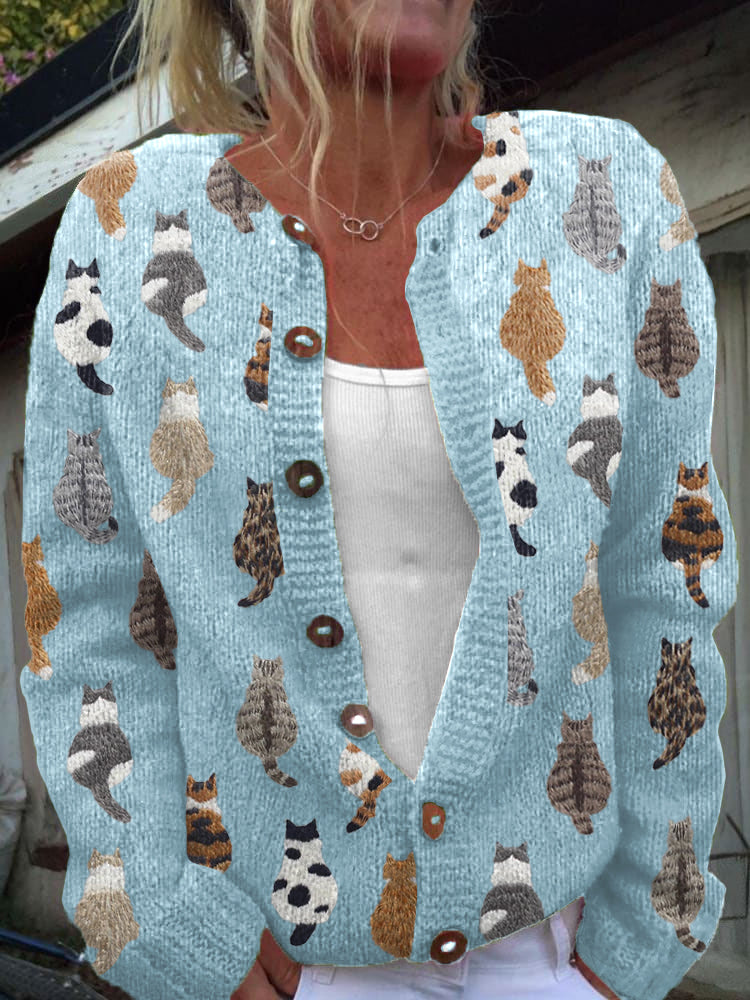 Audrey - cardigan confortabil cu imprimeu de pisici — imagine 3