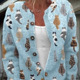 Audrey - cardigan confortabil cu imprimeu de pisici — imagine 3